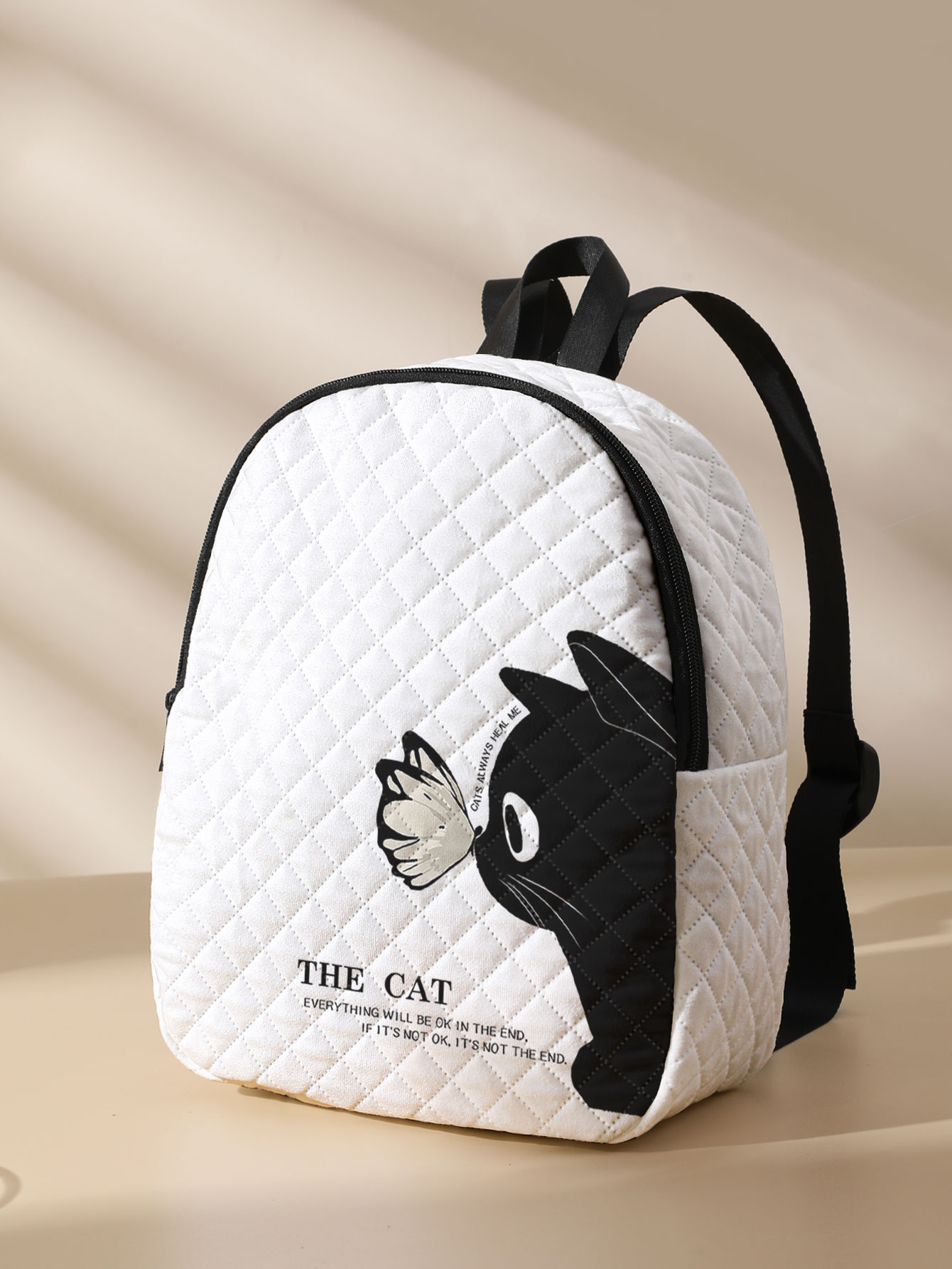 Black Cat Butterfly Print Quil - đánh giá và giá Mini Backpack Purse