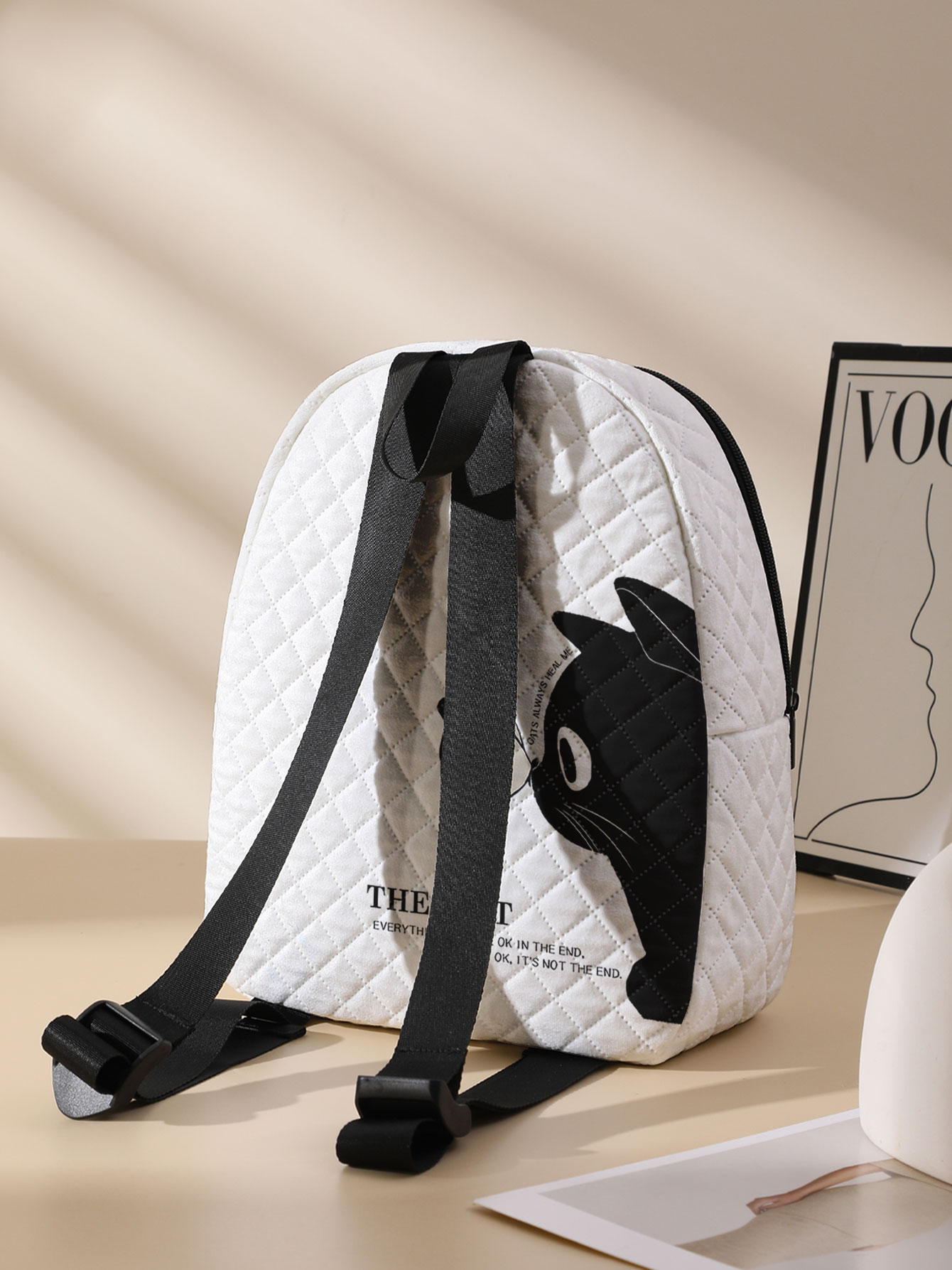 Black Cat Butterfly Print Quil - đánh giá và giá Mini Backpack Purse