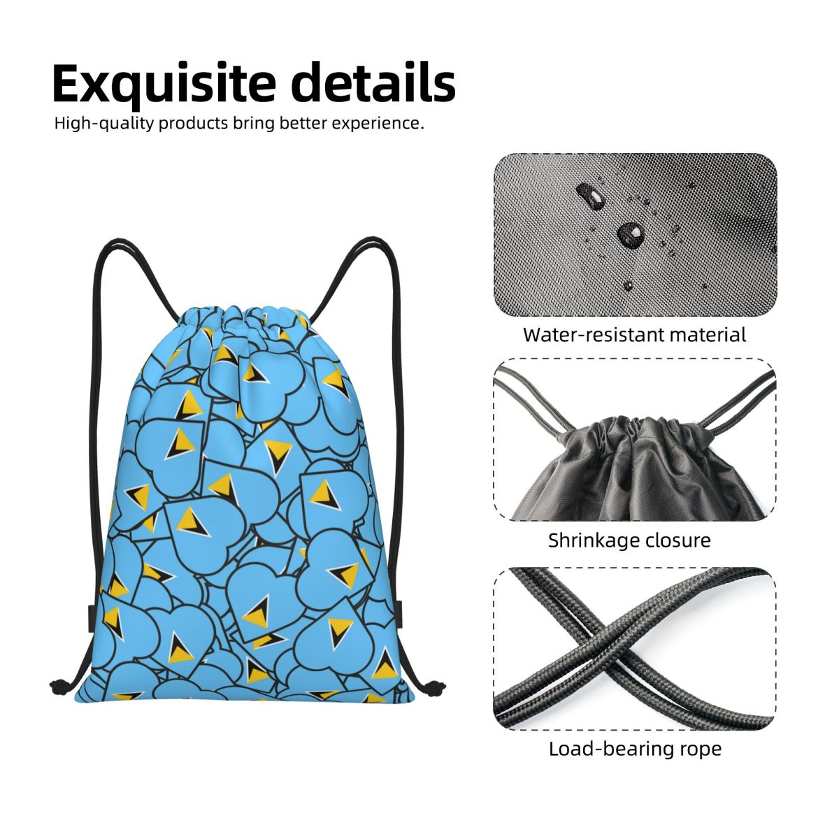 Saint Lucia Country Flag Love  - đánh giá và giá Drawstring Gym Bag
